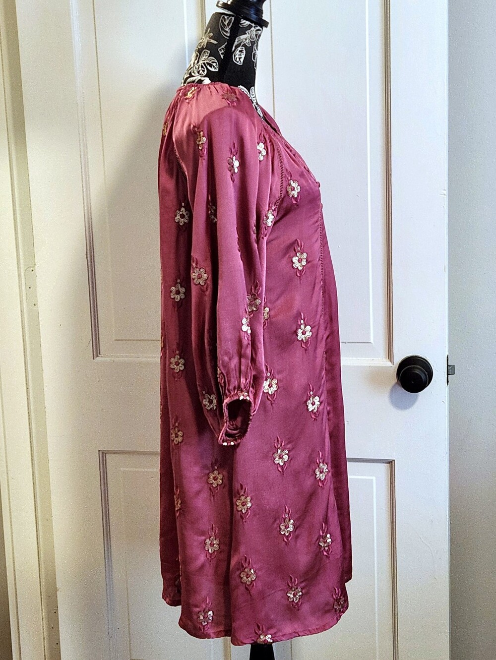 💖Clara The Label💖 - Berry Pink Boho Dress w/Gold Sequin Accents - Picture 4 of 14
